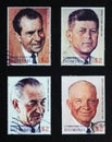 Four american presidents painted by Norman Rockwell on a series of stamps Royalty Free Stock Photo