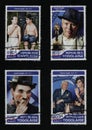 Portraits of Charlie Chaplin on a series of stamps