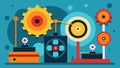 A series of gears and levers working in unison to control the speed of the record players rotation. Vector illustration.