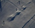 a series of hills in a row on a downhill ski course. children and adults race Royalty Free Stock Photo