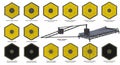 A series of illustrations depicting various components of the James Webb Space Royalty Free Stock Photo