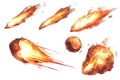 A series of images of fireballs and rocks generated by AI