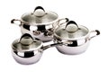 Series of images of kitchen ware. Pan set Royalty Free Stock Photo