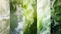 A series of images showing the stages of an algal bloom with the first image showing a small amount of algae starting to