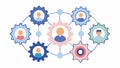 A series of interconnected gears featuring different aspects of influencer collaborations such as audience trust Royalty Free Stock Photo