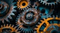 A series of interconnected gears highlighting the synchronized and selfgoverning nature of DAOs