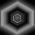 A series of interlocked hexagonal prisms create a tunnel effect, forming a hypnotic Royalty Free Stock Photo
