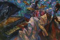 Series `Jazz People.` Artist Roman Nogin. , oil painting, bright color, jazz, singer, musician