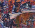 Series `Jazz People.` Artist Roman Nogin. , oil painting, bright color, jazz, singer, musician