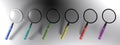 Series of magnifiers with colorful handels - 3D rendering