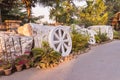 Series of Marble Thammachak (Wheel of Dhamma) , symbol of Buddhism Royalty Free Stock Photo