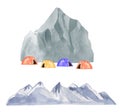 Series of mountains watercolor illustration