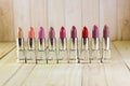 A series of multi-colored lipsticks