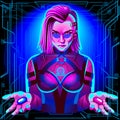 A series of neon Horoscope signs, in the style of cyberpunk. Zodiac Sign: Libra Royalty Free Stock Photo