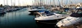 Series of panoramic images from the harbor with ya Royalty Free Stock Photo