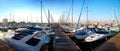 Series of panoramic images from the harbor with ya Royalty Free Stock Photo