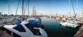 Series of panoramic images from the harbor with ya Royalty Free Stock Photo