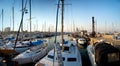 Series of panoramic images from the harbor with ya Royalty Free Stock Photo