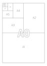 A Series Paper Sizes. With labels and dimensions in milimeters and inches. Simple flat vector illustration