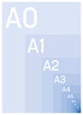 A Series Paper Sizes with labels. Simple flat vector illustration