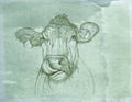 A cow that licks mustache , a panther Series of realistic animals for postcards with vintage background,doga swan in the lak