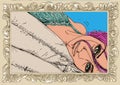 Woman in erotic pose, girl, a pin up with frame