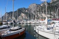 Series of sailboats, dock at Lake Garda, Italy