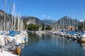 Series of sailboats, dock at Lake Garda, Italy