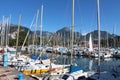 Series of sailboats , dock at Lake Garda, Italy