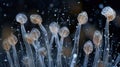 A series of sequential images captured under a light microscope showing the movement of conidia spores as they are Royalty Free Stock Photo