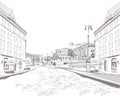 Series of sketches of beautiful old city views Royalty Free Stock Photo