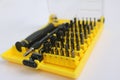 A series of small screwdriver set for tightening electronics Royalty Free Stock Photo