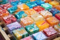 series of soap bars with different patterns and colors Royalty Free Stock Photo