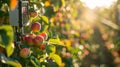 A series of solarpowered sensors strategically p throughout an orchard collecting data on weather soil and tree growth