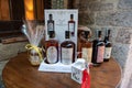 Typical Italian liqueurs in the medieval town of Sermoneta