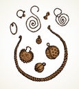 Series of vector illustrations of archaeological finds. Ancient Jewelry Royalty Free Stock Photo