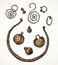 Series of vector illustrations of archaeological finds. Ancient Jewelry Royalty Free Stock Photo