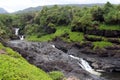 A series of waterfalls at Ohe`o Gulch cascading over volcanic rock and through a rainforest in Haleakala National Park, Maui