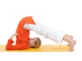 Series or yoga photos.woman in halasana pose