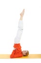 Series or yoga photos.woman in sarvangasana pose