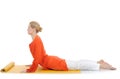 Series or yoga photos.young woman in cobra pose