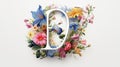Serif Typeface Typographical Logo with Floral Design Featuring Letter 'D'. Spring, Summer