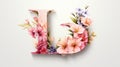 Serif Typeface Typographical Logo with Floral Design Featuring Letter 'L'. Spring, Summer