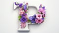 Serif Typeface Typographical Logo with Floral Design Featuring Letter 'P'. Spring, Summer