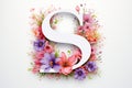 Serif Typeface Typographical Logo with Floral Design Featuring Letter 'S'. Spring, Summer