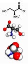 Serine (Ser, S) amino acid, molecular model Royalty Free Stock Photo