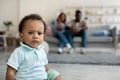 Serious angry African American baby boy looking at camera Royalty Free Stock Photo