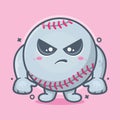 Serious baseball ball character mascot with angry expression isolated cartoon in flat style design Royalty Free Stock Photo