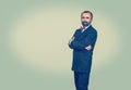 Serious bearded man standing, looking to the camera Royalty Free Stock Photo