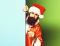 Serious bearded santa claus man with long beard